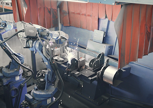 Schweißroboterzelle bei der LMS Landshuter Metall- und Schweißtechnik GmbH